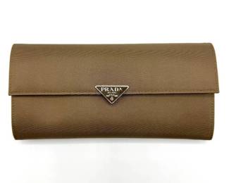 Prada Saffiano Leather Continental Wallet in Taupe m+ Original Box