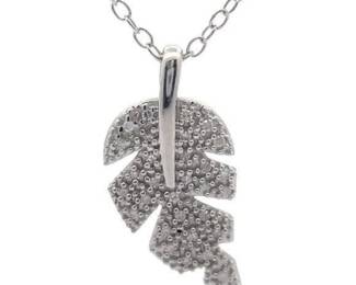 Pavé Natural Diamond Leaf Pendant Necklace