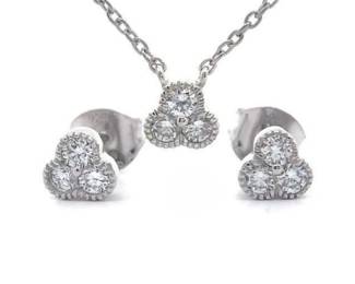 0.53 Carat Diamond Flower Earrings & Necklace 2-Piece Matching Jewelry Set