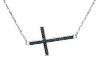 Fancy Green Diamond Sideways Cross Layering Necklace