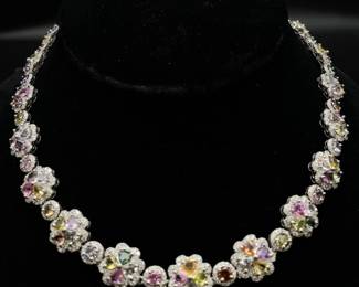 51.52 Carat Total Natural Sapphire & Natural Diamond Platinum Necklace