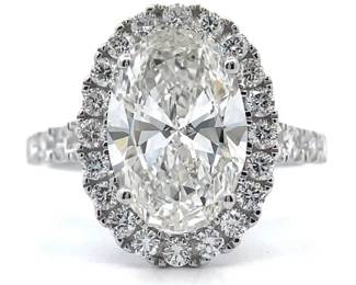 NEW! 4.75 Carat Diamond Halo Fancy Gallery Engagement Ring in 14k Gold