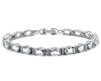 13.30 Carat Oval Cut Natural Aquamarine Tennis Bracelet