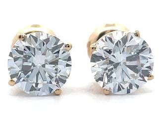 NEW! 2.15 Carat Diamond Round Solitaire Stud Earrings in 14k Yellow Gold