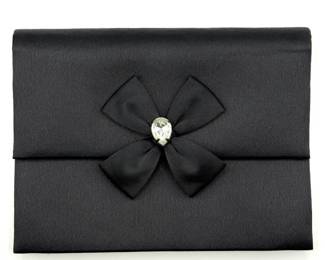 Yves Saint Laurent Black Satin Bow Clutch