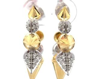 0.50 Carat Pavé Diamond Spiked C-Hoop Earrings