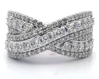 1.50 Carat Pavé Diamond "X" Crossover Band Ring