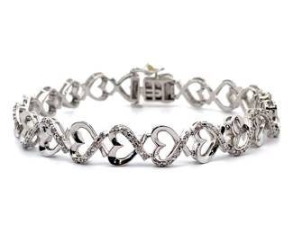 0.50 Carat Natural Diamond Open Heart Halo Bracelet