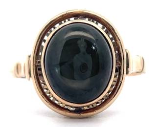 Oval Cabochon Labradorite Estate Ring in Yellow Gold