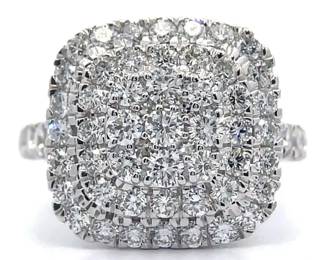 2 Carat Pavé Diamond Cushion Square Top Ring
