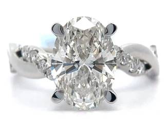 NEW! 3.33 Carat Oval Diamond Infinity Vine Twist Ring in 14k White Gold