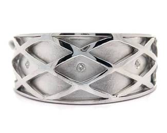 Natural Diamond 3D Basketweave Tapered Ring