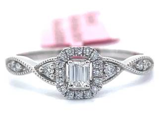 0.25 Carat Diamond Halo Entwined Twist Infinity Symbol Ring in White Gold