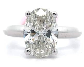 3 Carat Diamond Oval Solitaire Ring in 14k White Gold