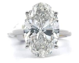 7.03 Carat Diamond Oval Solitaire Ring in 14k White Gold