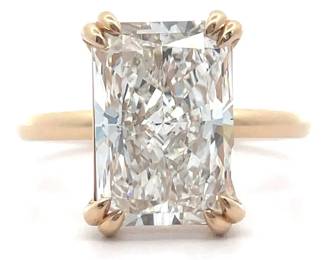 5.30 Carat Diamond Radiant Cut Solitaire Ring in 14k Yellow Gold