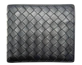 Bottega Veneta Intrecciato Leather Bifold Wallet in Navy
