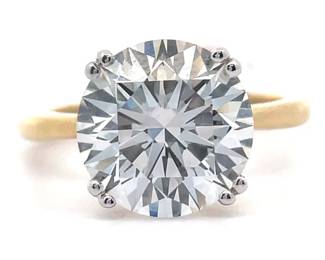 Classic 5 Carat Diamond Round Solitaire Ring in 14k Yellow Gold