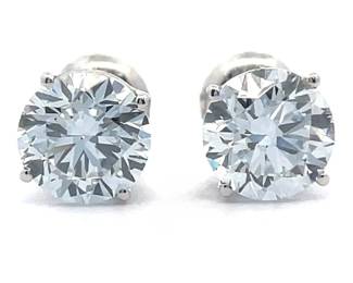NEW! 2.25 Carat Diamond Solitaire Stud Earrings in 14k White Gold