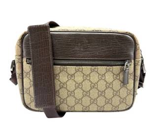 Gucci GG Canvas & Brown Leather Crossbody Bag