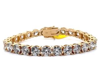 Classic 26 Carat Natural Diamond Tennis Chain Bracelet in 14k Yellow Gold