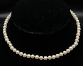 5mm Cultured Akoya Pearl Single Strand Choker Necklace
