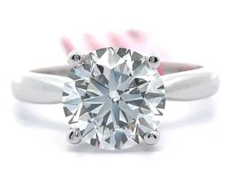 3 Carat Diamond Solitaire Cathedral Engagement Ring in 14k White Gold