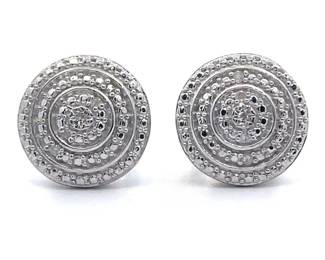 Natural Diamond Concentric Halo Stud Earrings