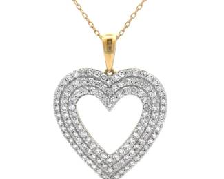 2 Carat Diamond Open Heart Triple Halo Pendant Necklace