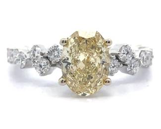 3.25 Carat Fancy Yellow & White Diamond Icicle Trellis Band Ring in 14k Two-Tone Gold