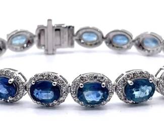 Oscar Friedman 17.20 Carat Natural Sapphire & Natural Diamond Bracelet in Platinum
