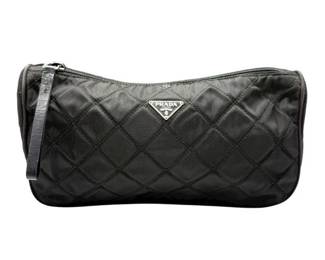 Prada Black Quilted Tessuto Nylon Wristlet Pouch
