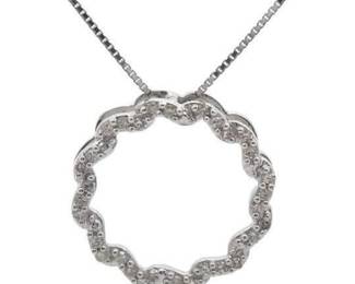 0.33 Carat Pavé Natural Diamond Wavy Wreath Pendant Necklace