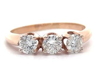 0.50 Carat Natural Diamond Three-Stone Past, Present & Future Ring in 14k Rose Gold