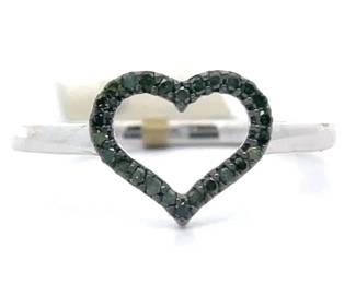 0.50 Carat Fancy Green Diamond Open Heart Halo Ring