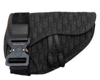 Dior Men’s Oblique Jacquard Saddle Bag with Aluminum Buckle Strap