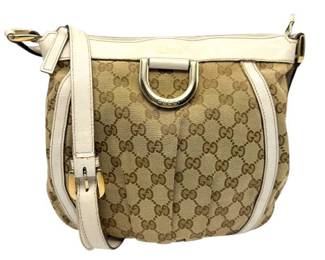 Gucci GG Canvas & Leather Horsebit Crossbody Bag in Beige