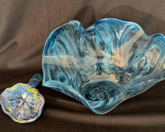 Handblown Glass Bowl and Flower