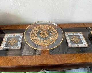 Georges Briard Gold Leaf Butterfly Medallion 6" Plates with Embassy pattern serving tray