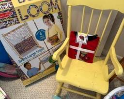 Wooden rocking chair, new pajamas, and a loom for crafty kiddos