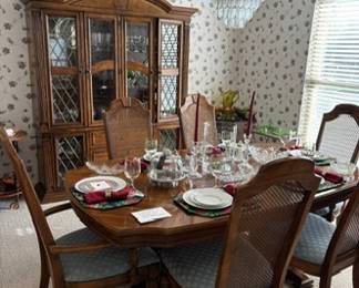 Beautiful dining room furniture set and heirloom serving pieces