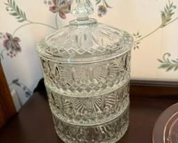 Vintage and rare 3-tiered crystal dish