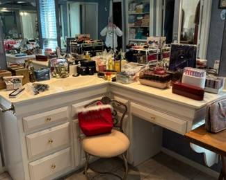 Lots of selection of hair curlers and bathroom items