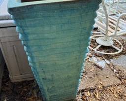 Beautiful aqua 3ft planter is a beautiful accent to any garden!