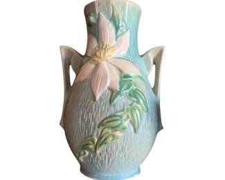 Roseville Pottery Clematis Vase in Ciel Blue. Circa 1944 to 1950