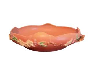 Roseville pottery, apple blossom, pink large bowl. Circa 1930s to 1940s.
