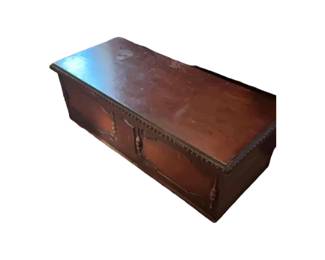 Vintage wooden cedar chest for decorative carving, circa 1930 through 1950. Made in Nebraska.