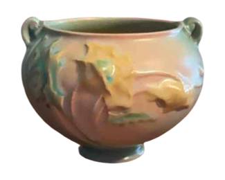 Roseville pottery, Poppy Line Jardiniere, with double handles. Circa 1938.
