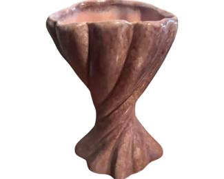 Gonder ceramic twist flower vase with mauve pink glaze, circa mid 20th century.