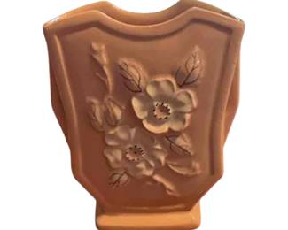 Hull Art Pottery Rosella vase with raised wild rose decorations. Circa 1946 to 1950.